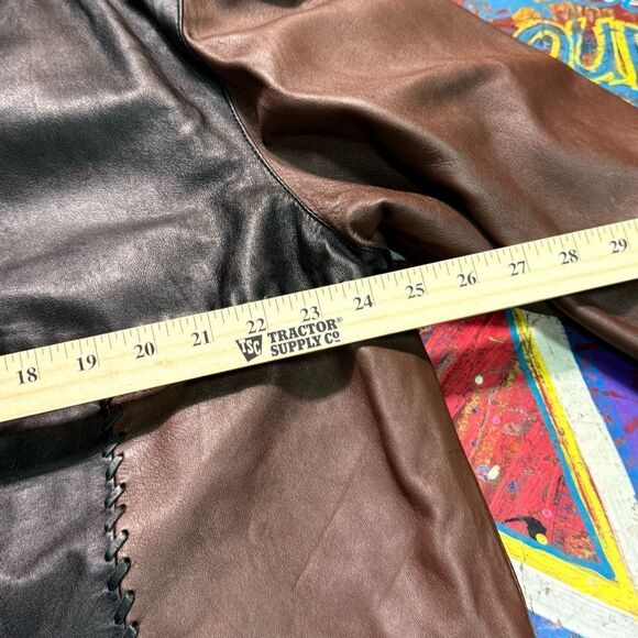 Vintage 80s Prestige Leather Jacket & Pants Set – Two-Tone Western Biker, XL/36 - Picture 4 of 16